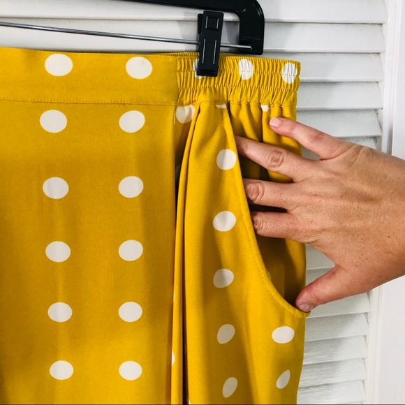 Halogen Yellow & White Polka Dot Skirt Pockets - Picture 2 of 7